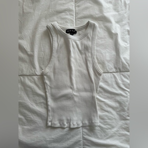 Motel Rocks Cariter Racer Vest Top In Ribbed White - Picture 5 of 7